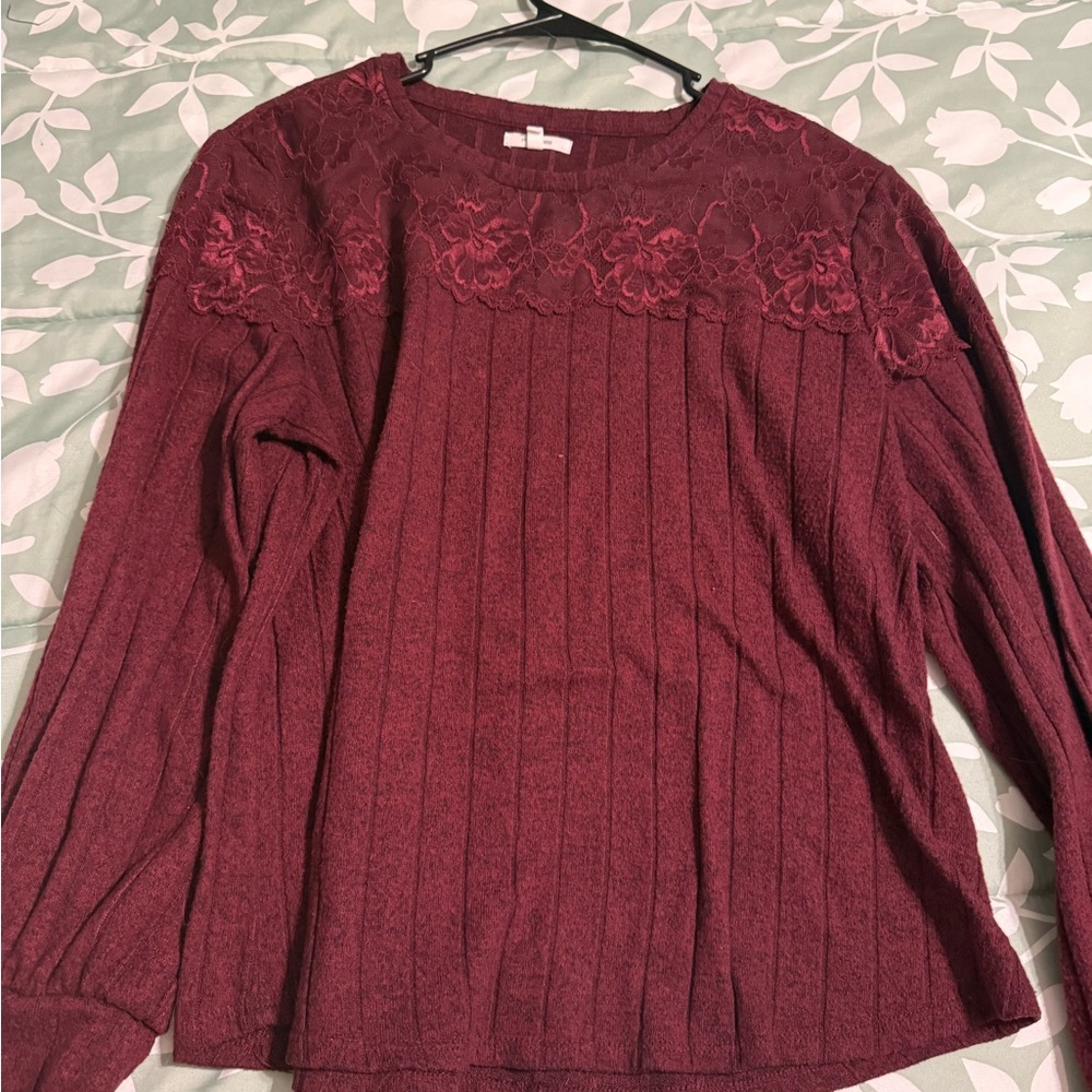 Maurices Burgundy Lace Top